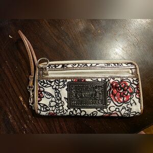 Coach Poppy Floral Graffiti Slim Zip Wristlet/Wallet.